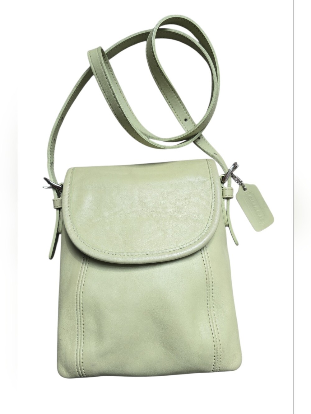 Vintage Coach Soho Small Flap no. 4108 in Pistachio, nickel hardware '98 EUC
